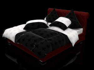 red leather bed 3D Model