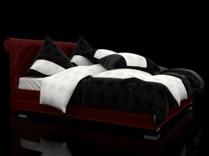 red leather bed 3D Model