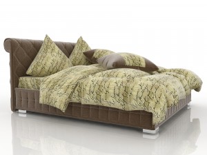 velvet brown bed 3D Model