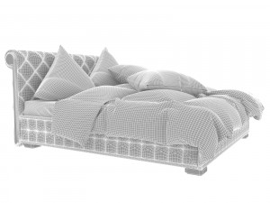 velvet brown bed 3D Model