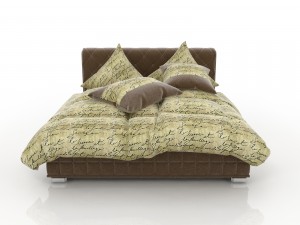 velvet brown bed 3D Model