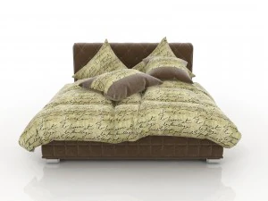 velvet brown bed 3D Model