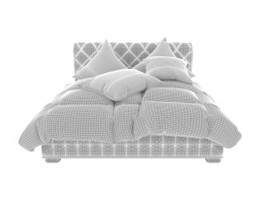 velvet brown bed 3D Model