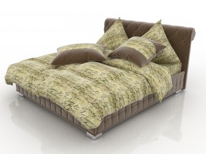 velvet brown bed 3D Model