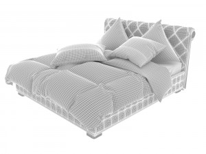 velvet brown bed 3D Model