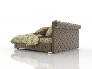 velvet brown bed 3D Model