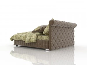 velvet brown bed 3D Model