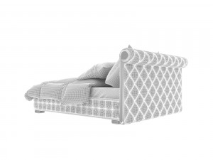 velvet brown bed 3D Model
