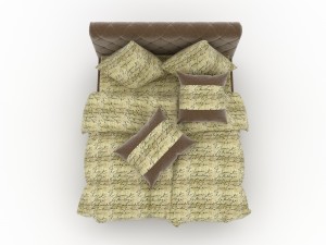 velvet brown bed 3D Model