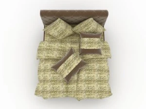 velvet brown bed 3D Model