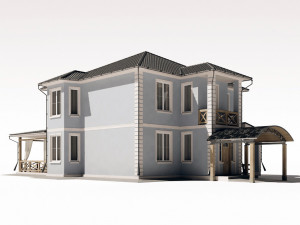 two-storey residential building 3D Model