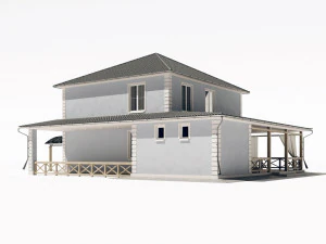 two-storey residential building 3D Model