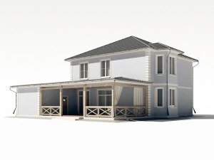 two-storey residential building 3D Model