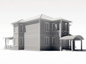 two-storey residential building 3D Model
