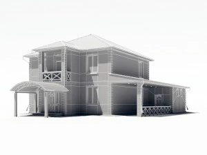 two-storey residential building 3D Model