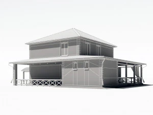two-storey residential building 3D Model