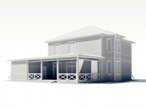two-storey residential building 3D Model
