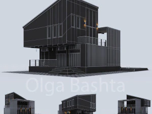 modern residential house with a swimming pool 3D Model