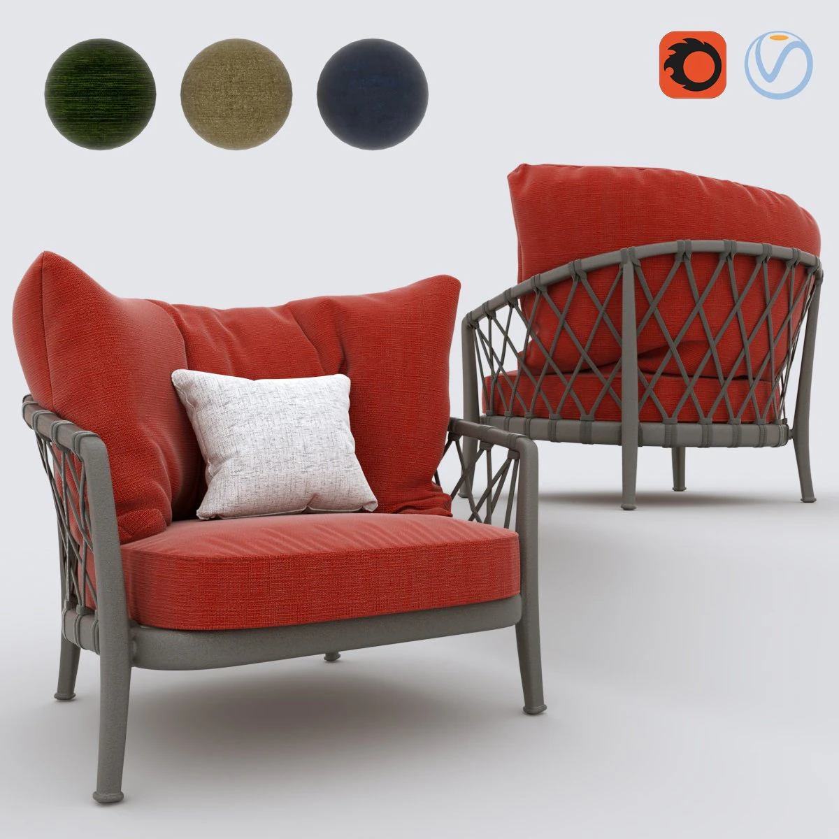erica armchair 3D Model .c4d .max .obj .3ds .fbx .stl .blend 