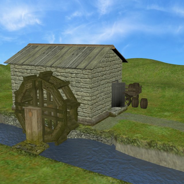 watermill Modelo 3D .c4d .max .obj .3ds .fbx .stl .blend 