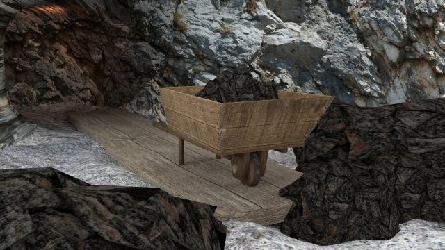 wooden wheelbarrow 3D Модель .c4d .max .obj .3ds .fbx .stl .blend 
