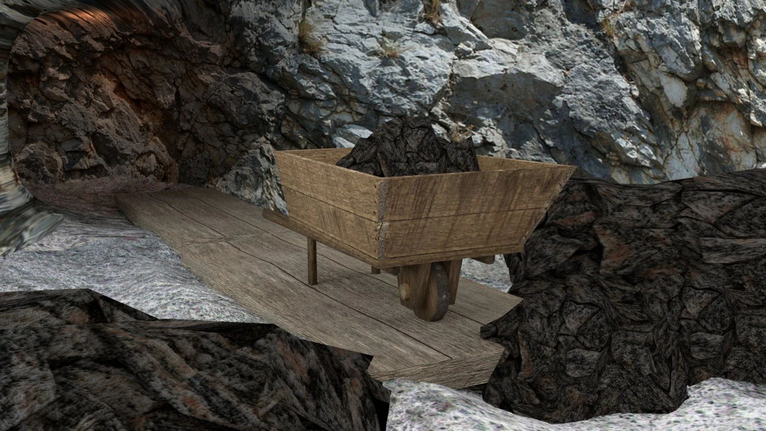 wooden wheelbarrow 3D Model .c4d .max .obj .3ds .fbx .stl .blend 