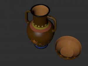 Keramikkrug und Sch&uuml;ssel 3D Modell