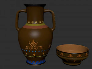jarro e tigela de cer&acirc;mica Modelo 3D
