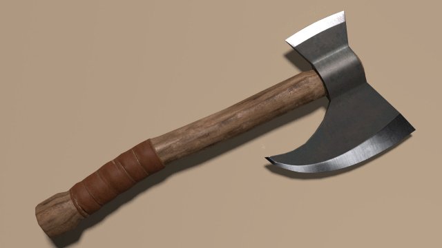 battle axe low-poly 3D Model .c4d .max .obj .3ds .fbx .stl .blend 