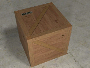 low poly 1 wooden box 3D Model
