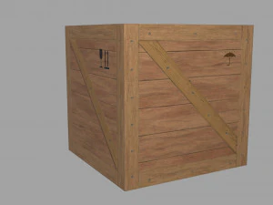 low poly 1 wooden box 3D Model