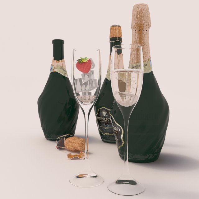 champagne mondoro 3D Модель .c4d .max .obj .3ds .fbx .stl .blend
