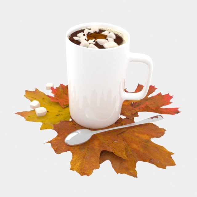 coffee with maple leaves 3D मॉडल .c4d .max .obj .3ds .fbx .stl .blend 