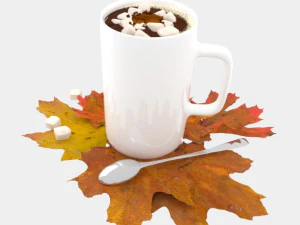 caff&egrave; con foglie d'acero Modello 3D