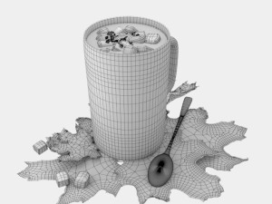 coffee with maple leaves 3D मॉडल