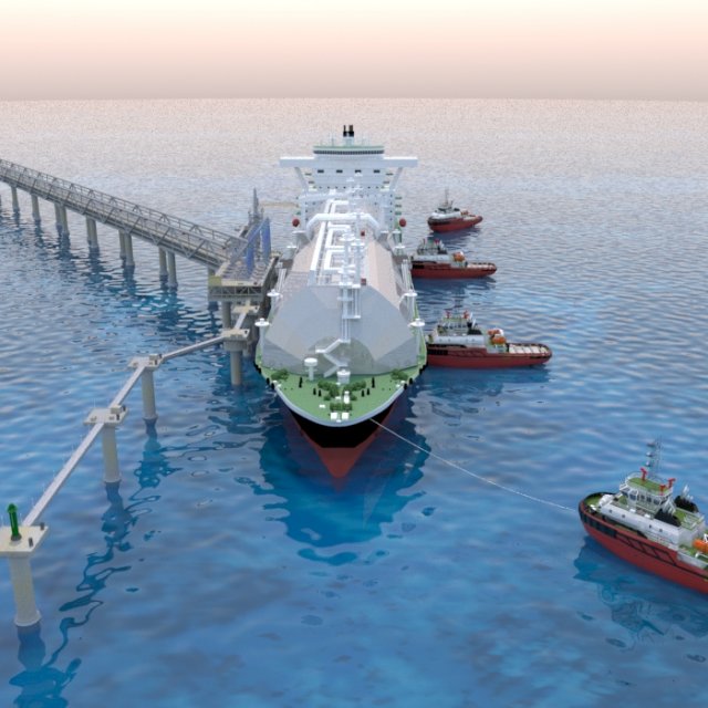 berthing of the tanker ship 3D Model in Commercial 3DExport