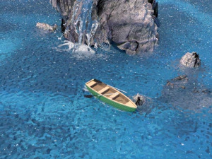 ł&oacute;dź z wodospadem Model 3D