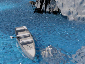 ł&oacute;dź z wodospadem Model 3D