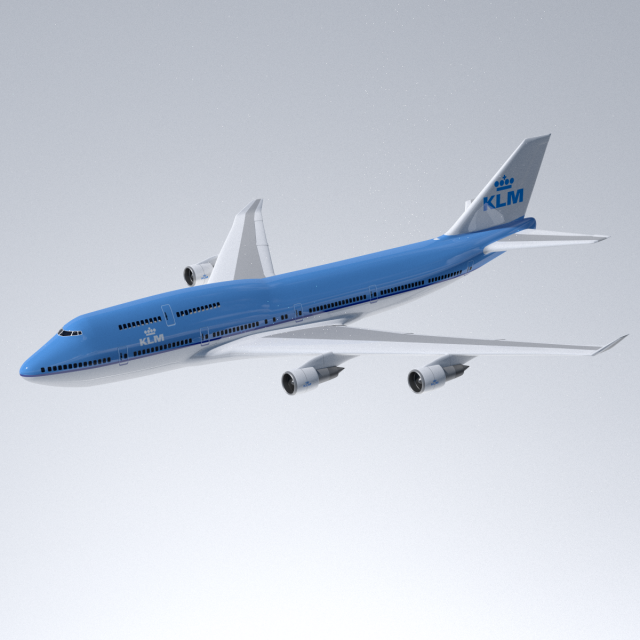 boeing 747-400 klm 3D 模型 .c4d .max .obj .3ds .fbx .stl .blend 