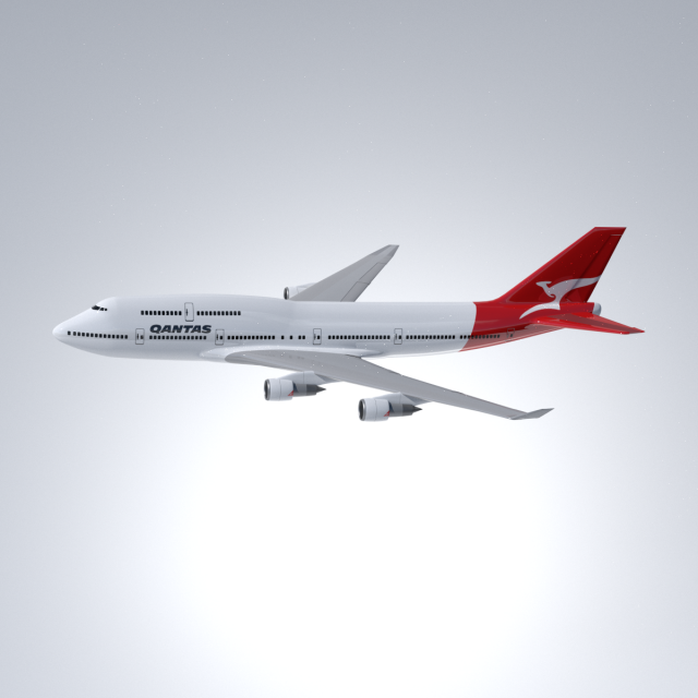 boeing 747-400 qantas 3D Model .c4d .max .obj .3ds .fbx .stl .blend 