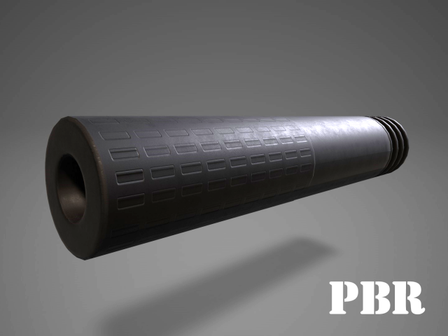suppressor - silencer - muzzle break combo pbr 4k textures unity unreal 3D Model .c4d .max .obj .3ds .fbx .stl .blend 