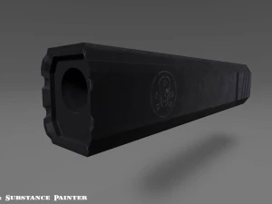 suppressor - silencer - attachment pbr 4k textures unity unreal 3D Model