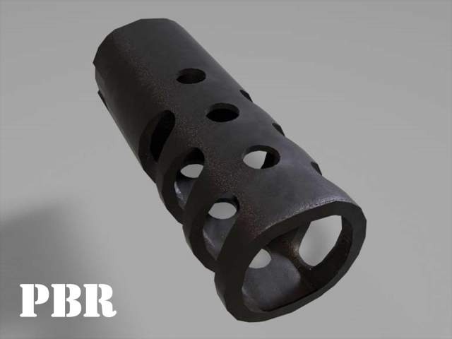 muzzle break - recoil compensator - attachment - pbr - 4k textures unity unreal Modèle 3D .c4d .max .obj .3ds .fbx .stl .blend 