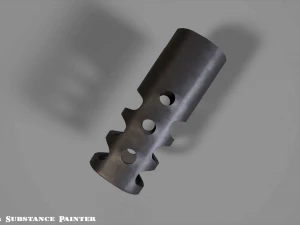 muzzle break - recoil compensator - attachment - pbr - 4k textures unity unreal 3D Model