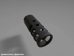 muzzle break - recoil compensator - attachment - pbr - 4k textures unity unreal 3D Model