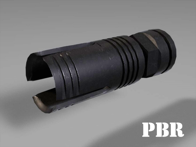 flash hider - muzzle suppresssor - attachment - pbr - 4k textures - unity - unreal 3D Model .c4d .max .obj .3ds .fbx .stl .blend 