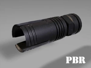 flaş gizleyici - namlu ağzı bastırıcı - eklenti - pbr - 4k dokular - birlik - ger&ccedil;ek dışı 3D Model