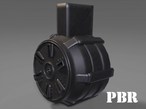 round drum magazine - attachment - pbr - 4k textures - unity - unreal 3D Model