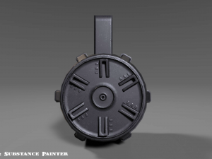 round drum magazine - attachment - pbr - 4k textures - unity - unreal 3D मॉडल