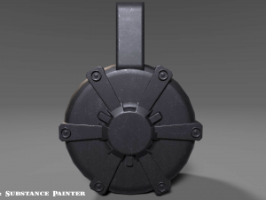 round drum magazine - attachment - pbr - 4k textures - unity - unreal 3D मॉडल